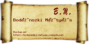 Bodánszki Mátyás névjegykártya